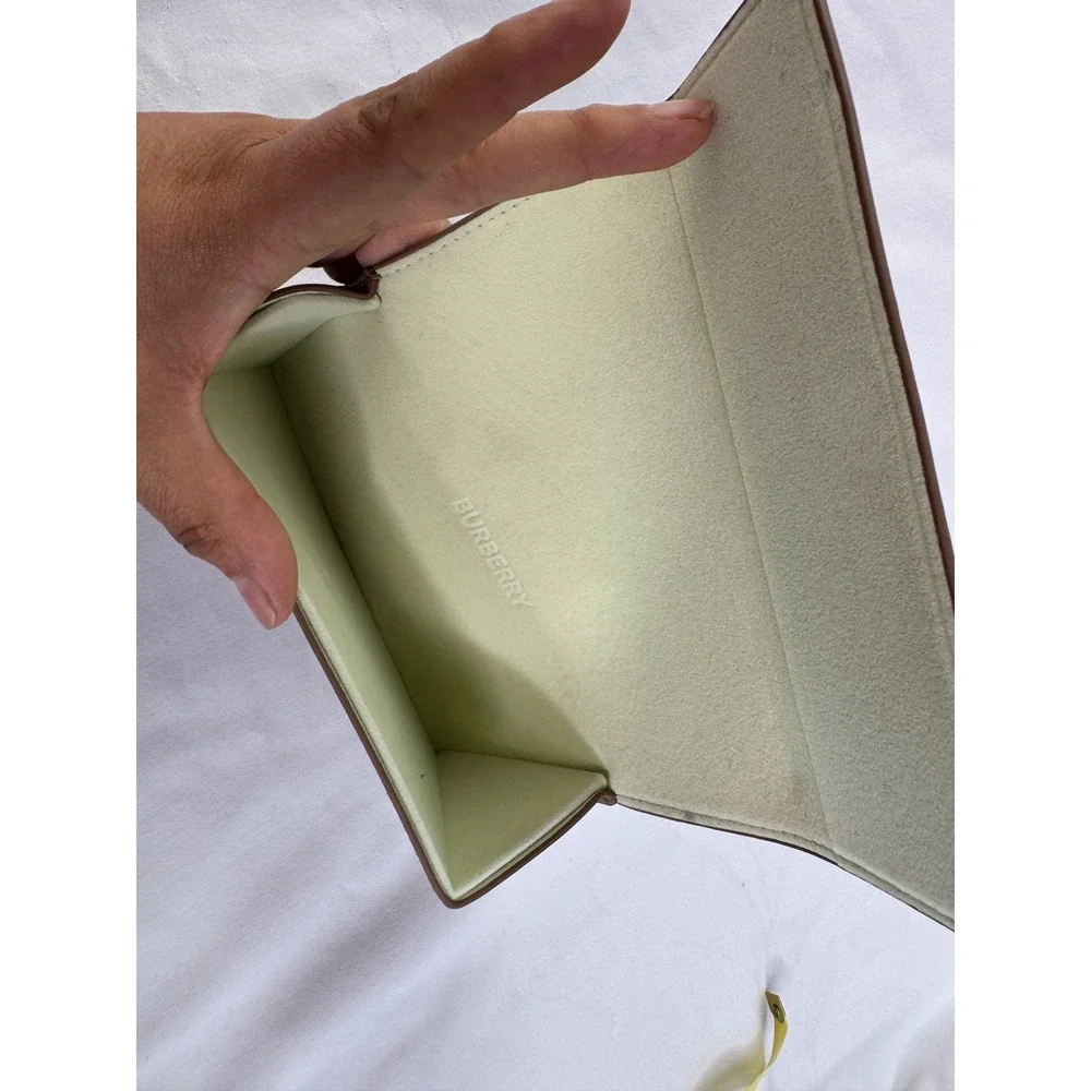 Burberry London England Tan Leather‎ Triangular Eyeglasses Sunglasses Case